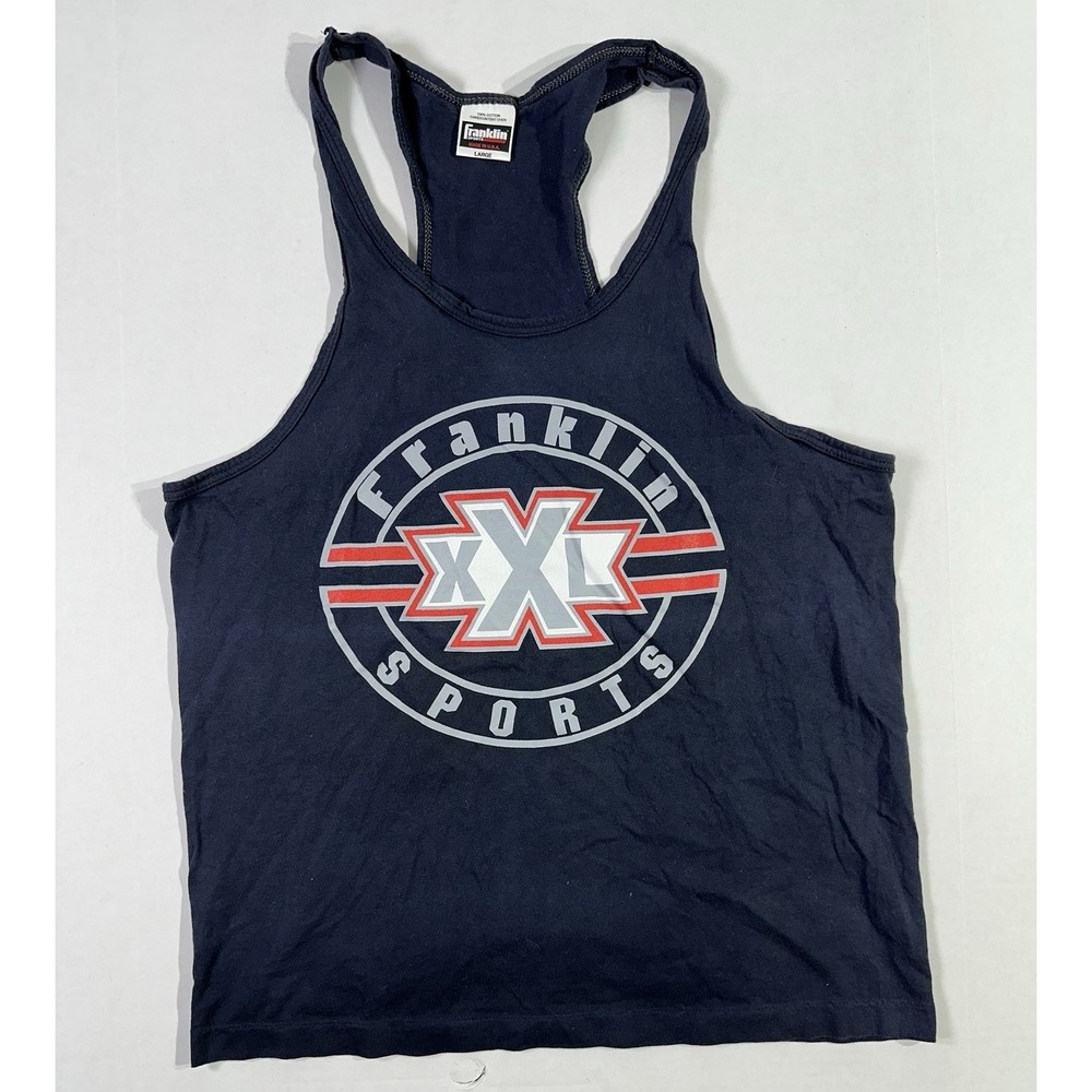Vintage Franklin Sports Tank Top L USA Navy Blue XXL Logo Gym Muscle Shirt